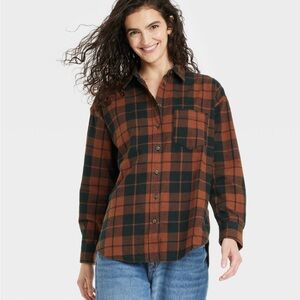 Plaid Button-Up Shirt- Size M